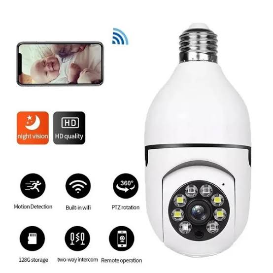 Smart PTZ Bulb Camera – Compatible with V380 Pro App